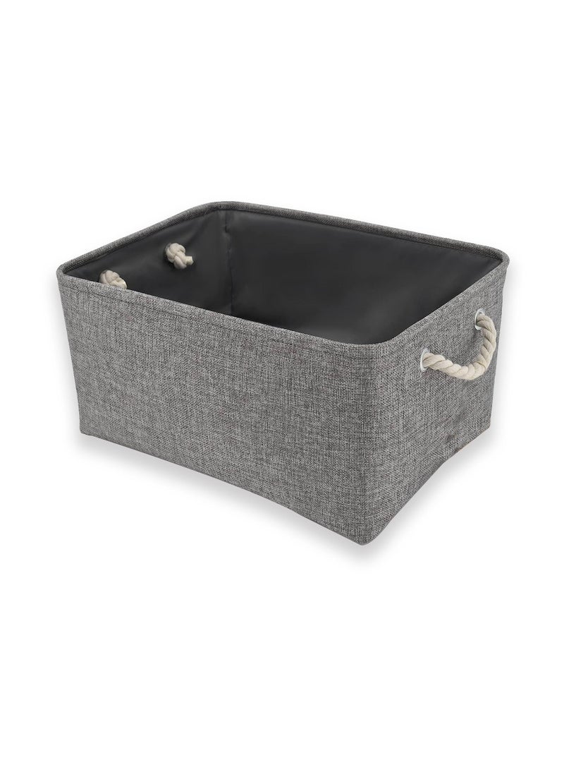 Large Foldable Fabric Storage Baskets with Handles for Clothes Toys Organizing Home Office Laundry Nursery Shelves, Baskets for Gifts, Grey 