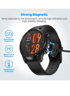KASTWAVE 2 Pack Compatible with Ticwatch ProX/ E3/ pro3/ pro3 LTE3 Etc.Charging Cable, Portable Magnetic Charger Base Replacement Power Cable Smartwatch Charging Cable Replacement (Black)  - Image 2