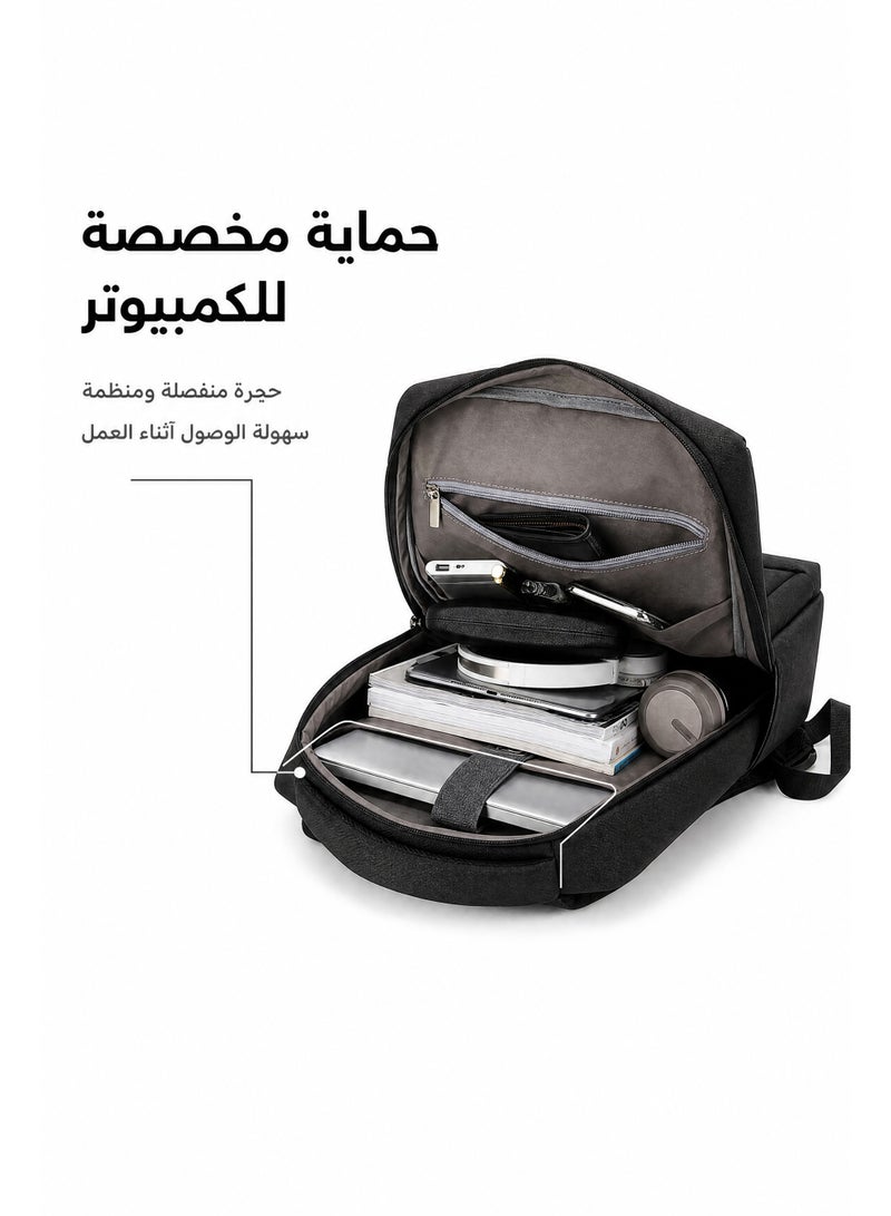 Miya Business Travel Laptop Backpack Anti-Theft Durable Computer Bag With  Waterproof College School Backpack For Men & Women Fits 17 Inch Notebook Black - Image 4