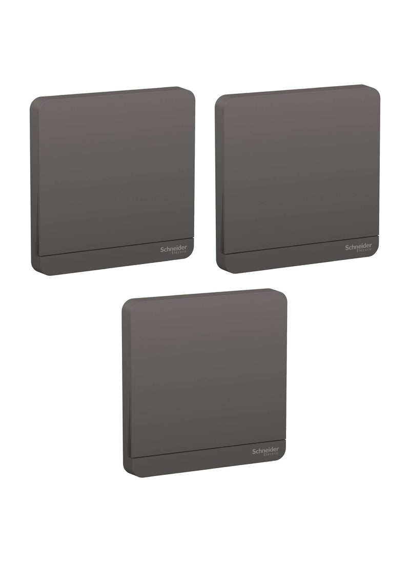 Schneider Electric Schneider Avataron Switch, 16Ax, 250V, 1 Way - Dark Grey E8331L1_Dg - Pack of 3 