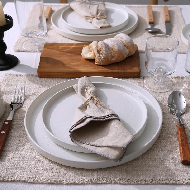 Famiware Nebula Plates and Bowls Sets 18 Pieces Dinnerware Sets Dishes Set for 6 White - Image 4