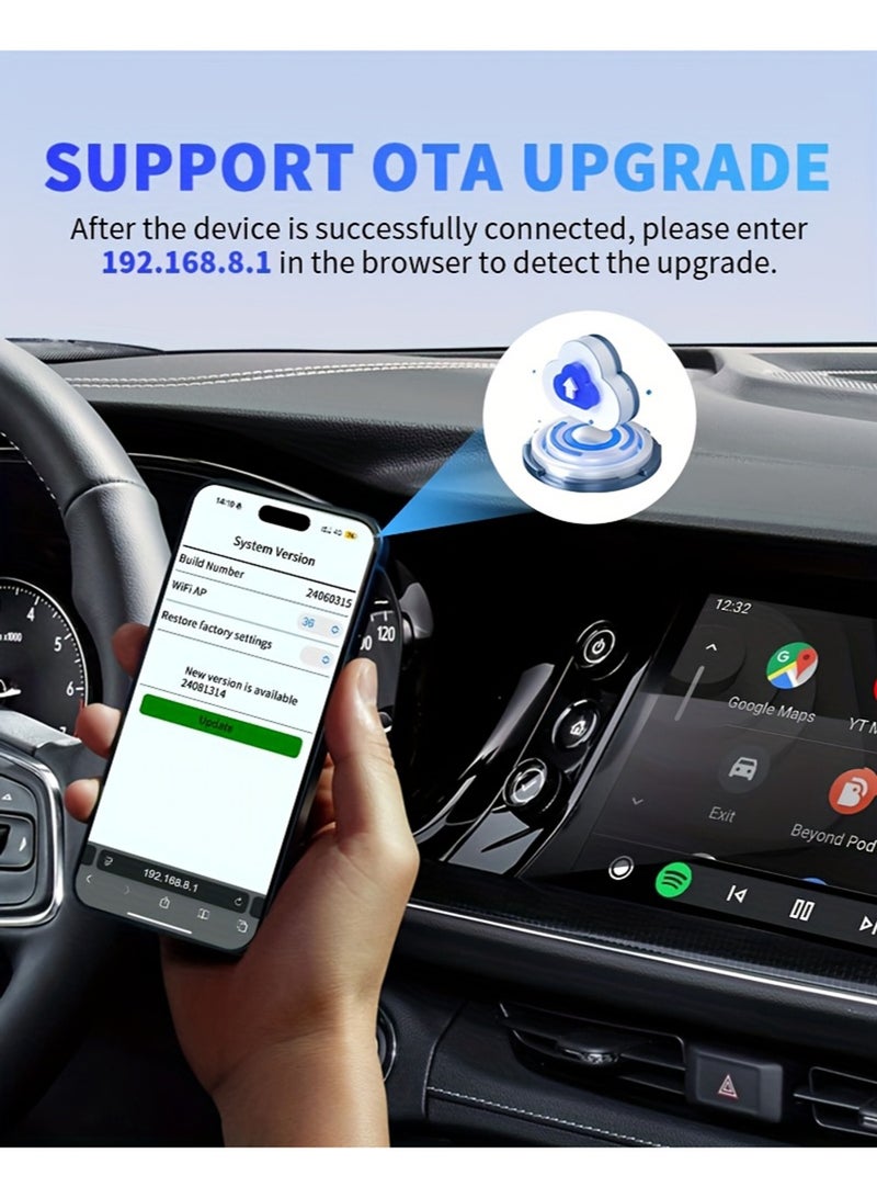 EzzySo محول كار بلاي لاسلكي صغير، تحويل كار بلاي سلكي إلى لاسلكي ومحور 2 في 1 لأجهزة آيفون وأجهزة أندرويد، توصيل وتشغيل، اتصال تلقائي، بدون تأخير، مع USB C لنظام iOS 10+ وأندرويد 11+ - Image 5