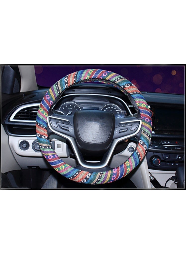 Boho Steering Wheel Cover Elastic Microfiber for Women, Universal Fit 38 CM Car SUV, Hippie Style Protector Cover, Anti-Slip, Breathable, Absorbing Sweat - Image 3