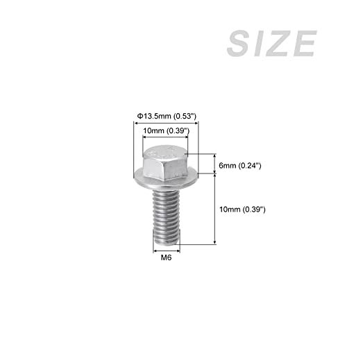 METALLIXITY Flanged Hex Head Bolts (M6x10mm) 50pcs, Hexagon Serrated Flange Bolt Carbon Steel Screw - for House Construction Hardware Fasteners - Image 2