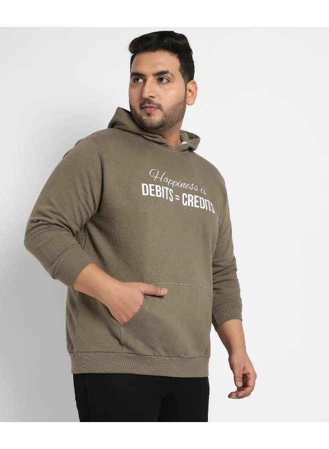 Instafab Plus Instafab Plus Men's Olive Green Happiness Is Hoodie With Kangaroo Pocket