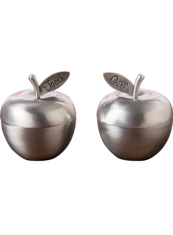 Metal Apple Milk Tooth Box Fetal Hair Box Creative European Milk Tooth Fetal Hair Collection Storage Storage Box  Cross-border-Color:Ancient Tin Color  - Image 5