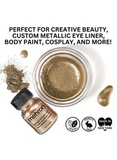 mehron Mehron Makeup Metallic Powder | Metallic Chrome Powder Pigment for Face & Body Paint, Eyeshadow, and Eyeliner 1 oz (28 g) (Gold)  - Image 3