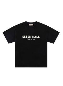 Generic High-Version FOG ESSENTIALS Velvet Letter Tee Charcoal Gray  - Image 2