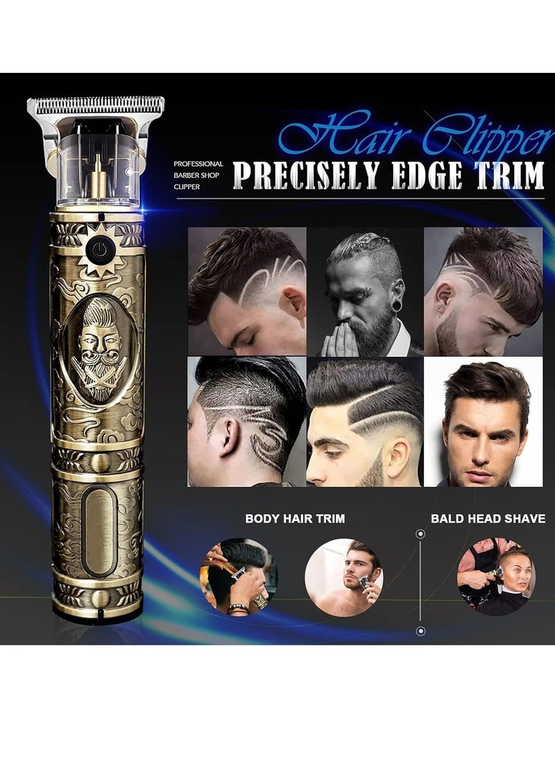 Hair Clippers for Men, Professional Hair Trimmer T-Blade Trimmer Electric Haircut Kit Cordless Rechargeable Zero Gapped Edgers Clippers Beard Trimmers Grooming Kit Men's Gift - Image 3