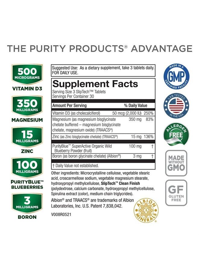 Purity Products MagBlue by Purity Products - Magnesium Bisglycinate Buffered & More - 90 Tablets - Image 1