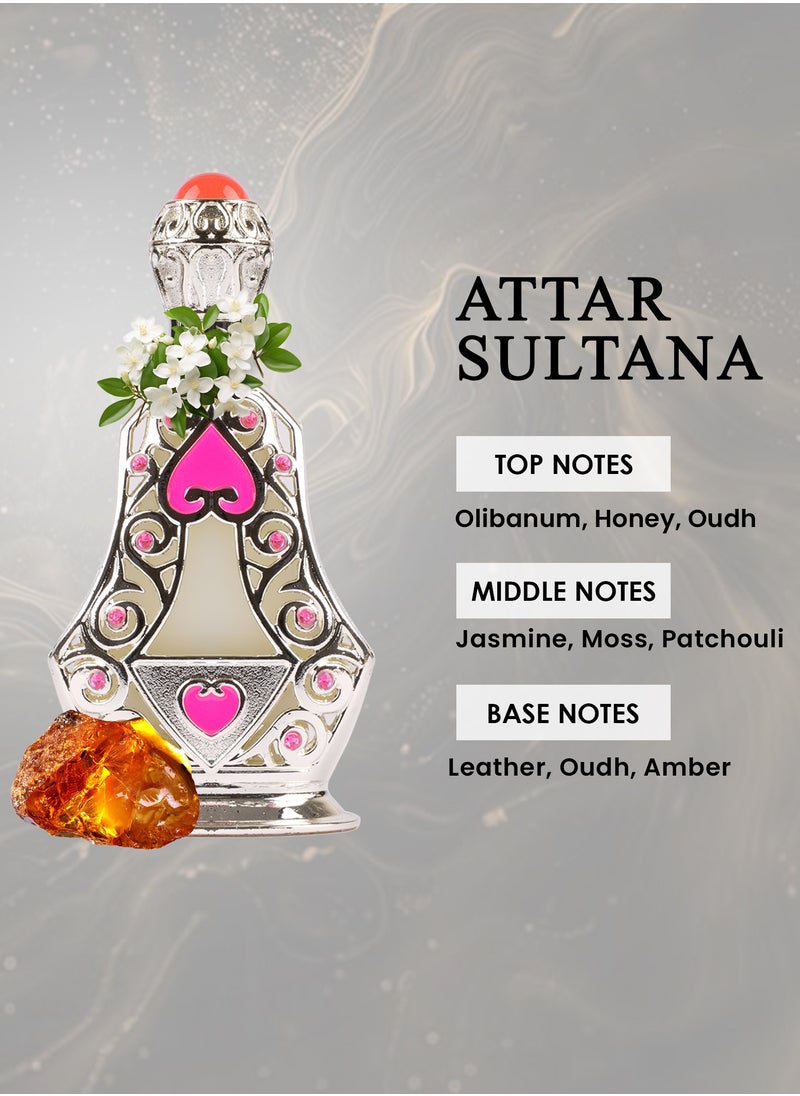 ATTAR SULTANA 20ML | Oudh Amber Leather Perfume Oil – Alcohol‑Free Halal Attar for Men & Women – Rich Oriental Fragrance