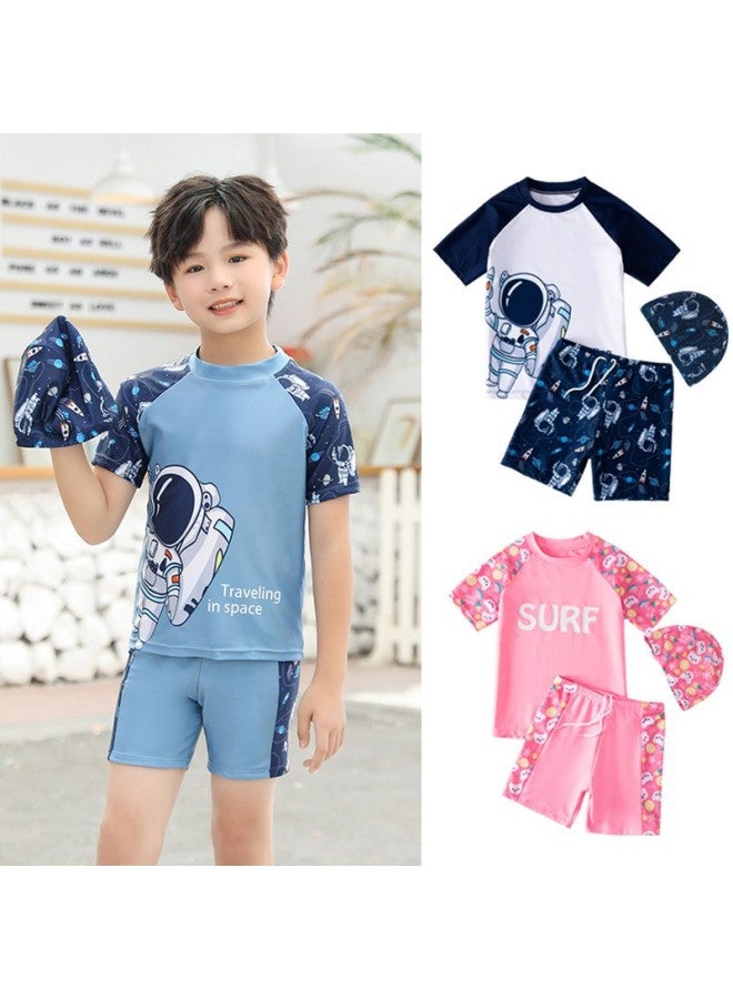 Loquat Children's Swimwear Boys 2025 Boys Split Quick-drying Swimwear Kids Big Children Hot Spring Suit Wholesale-Color:Space Blue- - Image 3
