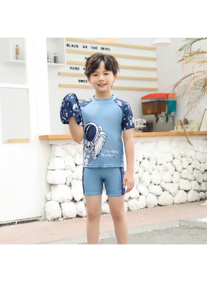 Loquat Children's Swimwear Boys 2025 Boys Split Quick-drying Swimwear Kids Big Children Hot Spring Suit Wholesale-Color:Space Blue- - Image 1