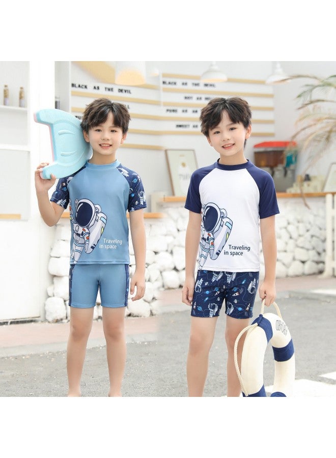 Loquat Children's Swimwear Boys 2025 Boys Split Quick-drying Swimwear Kids Big Children Hot Spring Suit Wholesale-Color:Space Blue- - Image 4