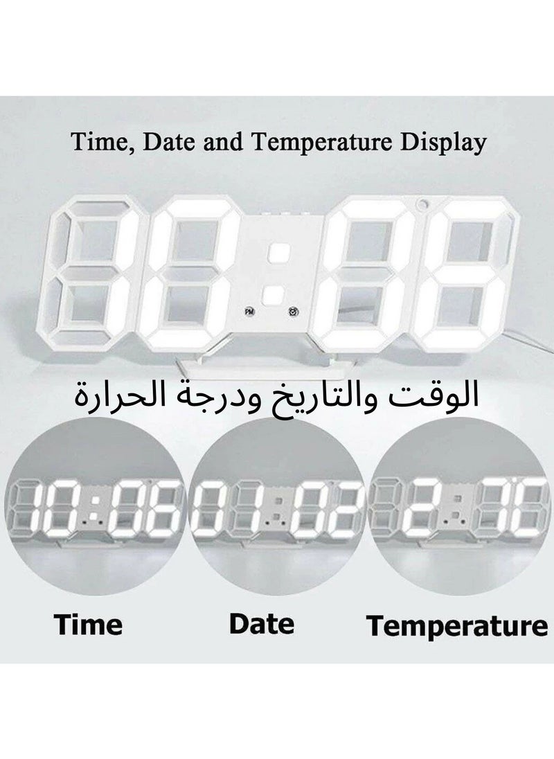 F.A.M.S - 3D LED Digital Alarm Wall Home and Office Desk Clock - Time, Date & Temperature Display - Stylish & Functional Home Office Decor - Image 1