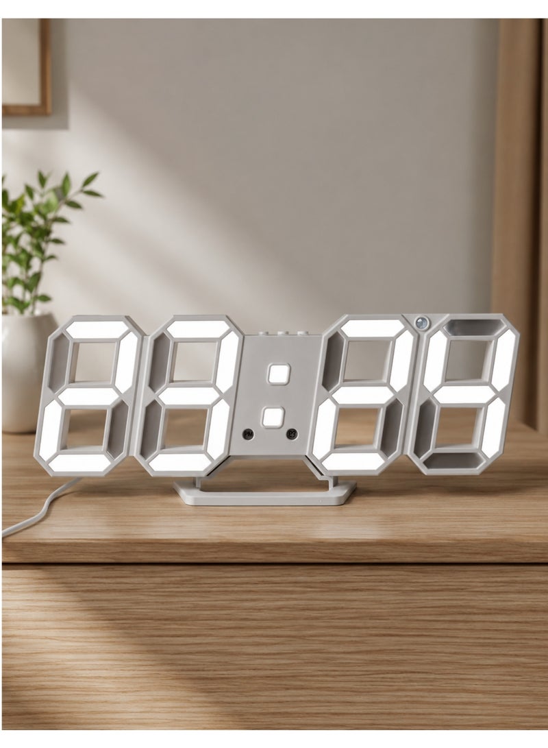 F.A.M.S 3D LED Digital Alarm Wall Home and Office Desk Clock - Time, Date & Temperature Display - Stylish & Functional Home Office Decor - Image 1