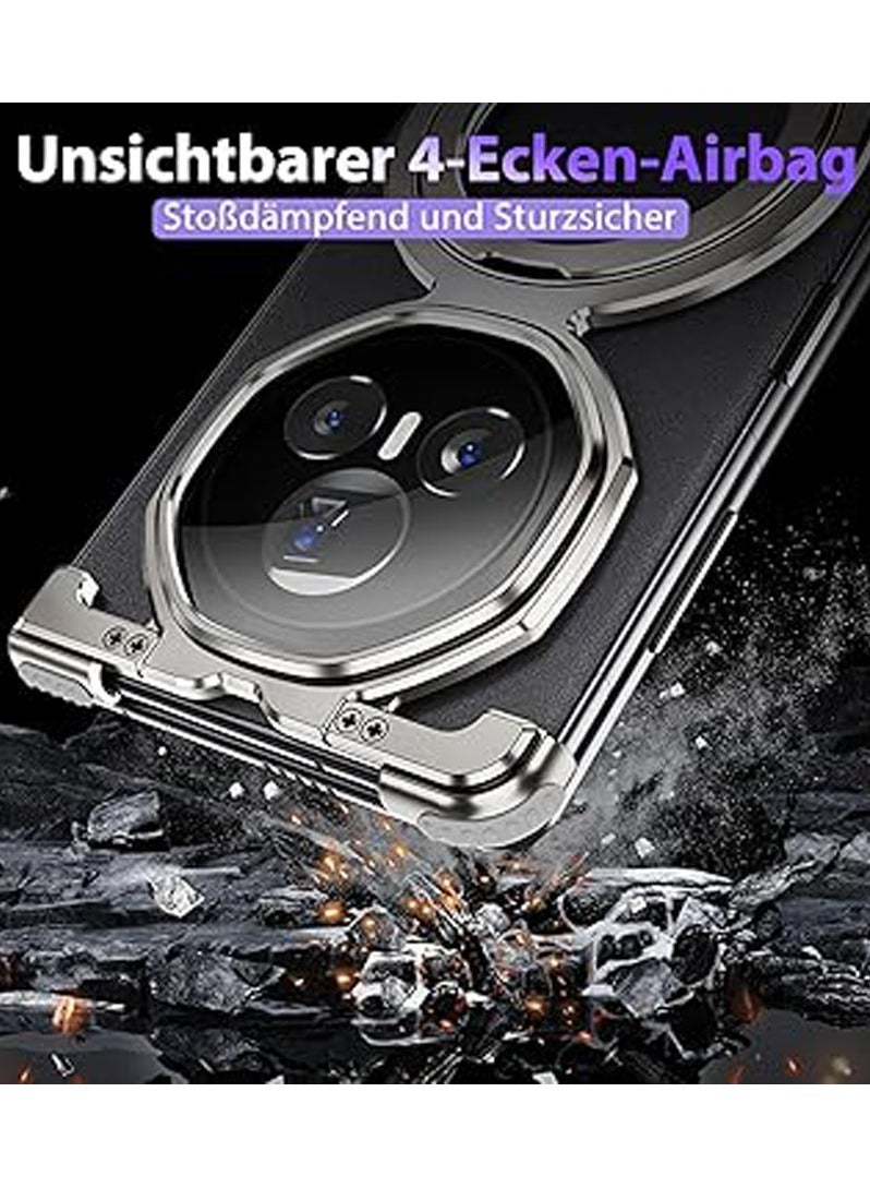 general Case for Honor Magic V3 (2024),Aluminum Alloy Hollow Phone Case with 360° Magnetic Ring Stand,Compatible with Wireless Charging,Bezel-less Anti-fall Protective Cover - Image 5