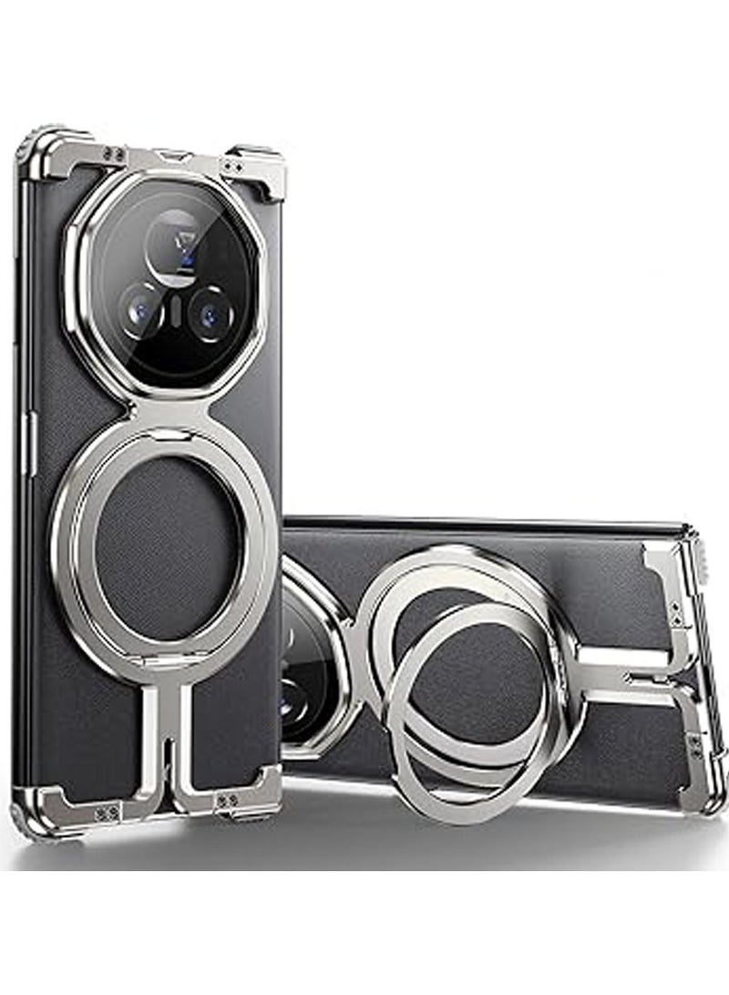 general Case for Honor Magic V3 (2024),Aluminum Alloy Hollow Phone Case with 360° Magnetic Ring Stand,Compatible with Wireless Charging,Bezel-less Anti-fall Protective Cover - Image 1