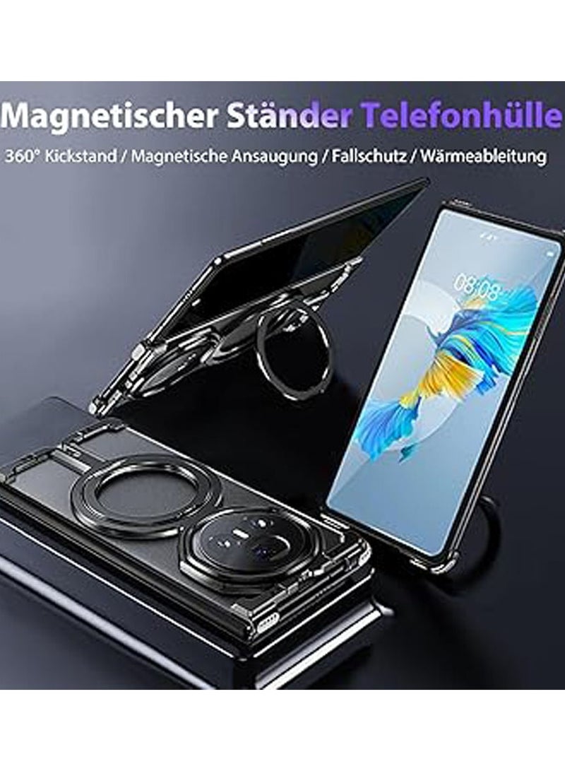 general Case for Honor Magic V3 (2024),Aluminum Alloy Hollow Phone Case with 360° Magnetic Ring Stand,Compatible with Wireless Charging,Bezel-less Anti-fall Protective Cover - Image 2