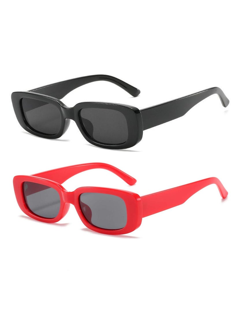 SYOSI Retro Rectangle Sunglasses Women and Men Vintage Small Square Sun Glasses Protection Glasse, UV400 Protection Glasse, Vintage Driving Glasses 90’s Fashion Narrow Square Frame - Image 1