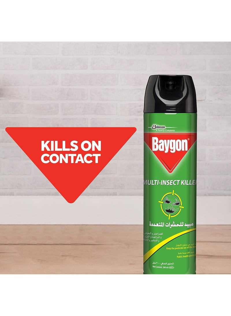 Two Bottles Multi-Insecticide Killer Spray To Fight Against Various Roaches Mosquitoes Flies Fleas Bugs Ants Wasps And Beetles 300 ml