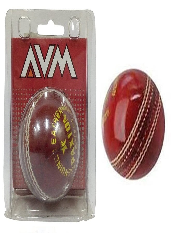 FRATELLI AVM Leather Cricket Ball for Tournament and Club Matches, Practice Leather Ball 5 ½ OZ Hand Sewn Ball for Boys & Girls (Pack of 1 - Red) - Image 2