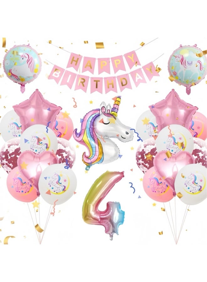 إيونتو مجموعة حفلات يونيكورن للبنات - طوق رأس يونيكورن مع بالونات متناسقة لحفلات أعياد الميلاد، والتنكر، والاحتفالات الممتعة - Image 1