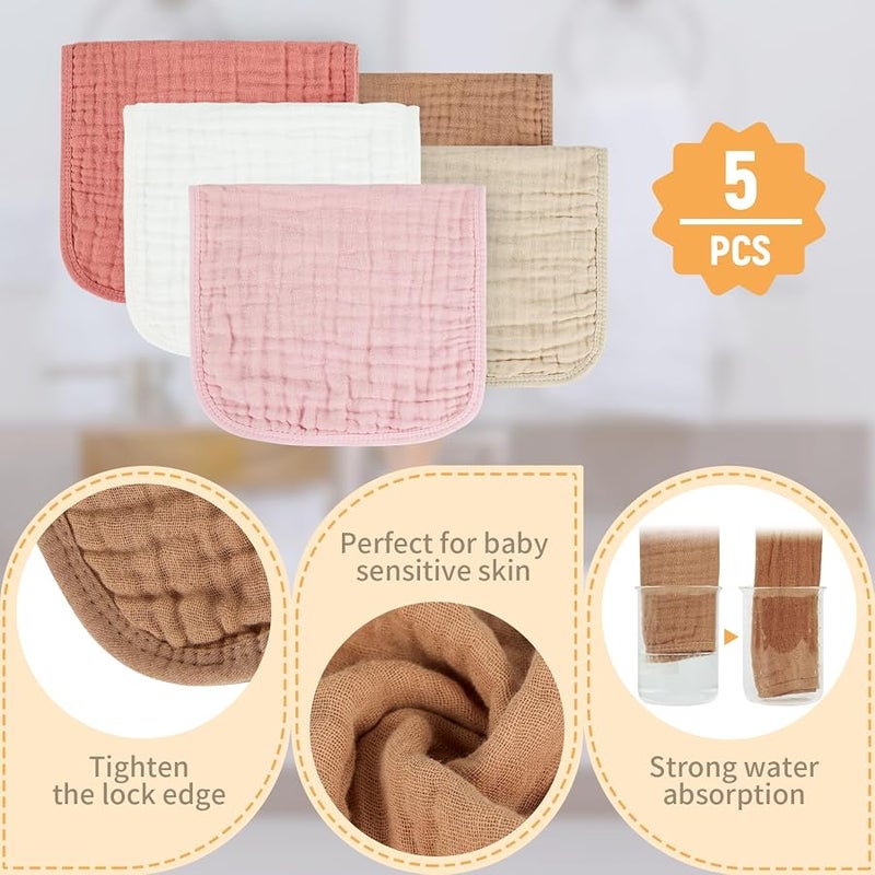 MIGIOL Muslin Burp Cloths 100% Cotton Baby Burp Cloths Soft, Absorbent 10x20 inches for Girls and Boys Baby Essentials - Image 3