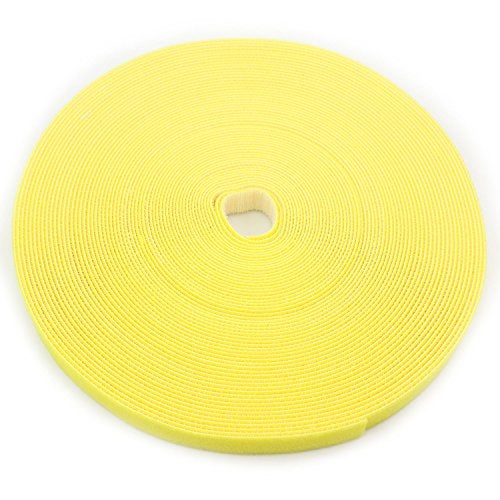 Saisn Reusable Fastening Tape Cable Ties 3/4 Inch Double Side Hook Roll (25 Yard, Yellow) - Image 1