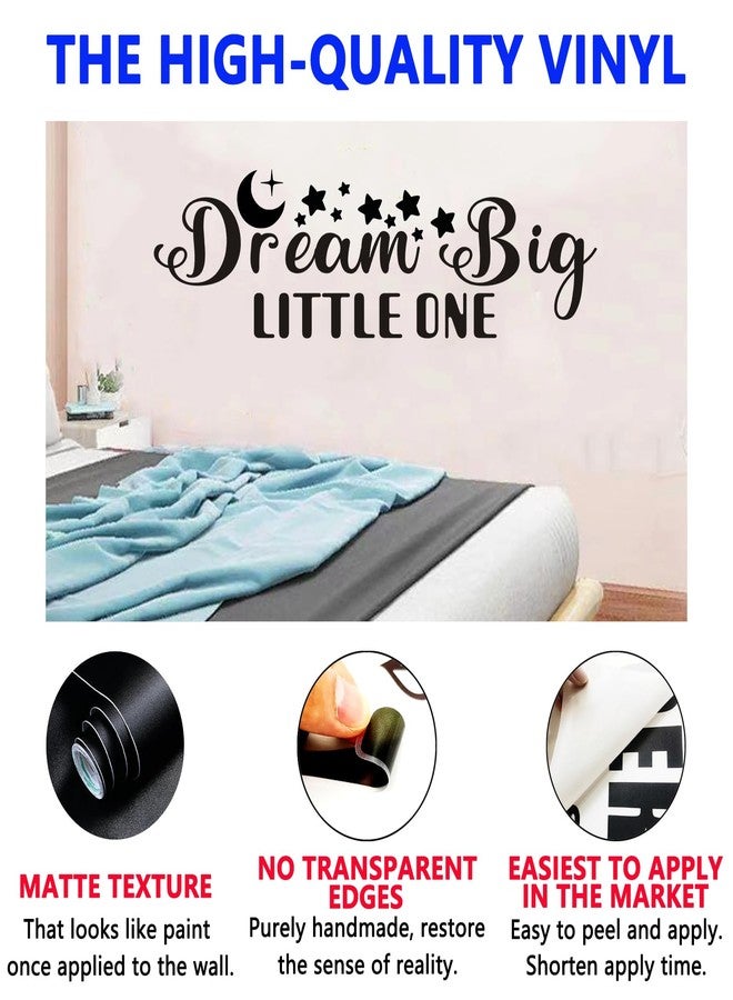 SEATUNE Kids Quotes Wall Decals for Nursery: Baby Inspirational Positive Moon Stars Vinyl Art Wall Stickers - Bedroom Playroom School Wall Decor - Dream Big Little One 35" X 9.8" - Image 2
