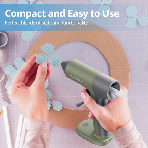 Tilswall 4V Glue Gun, Hot Glue Gun Cordless with Rapid 30s Preheat, 2000mAh Type-C Rechargeable, and 20 Glue Sticks, Anti-drip Nozzle, Auto Shut-Off, Ideal for Crafting - Green - Image 2