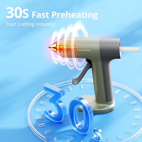 Tilswall 4V Glue Gun, Hot Glue Gun Cordless with Rapid 30s Preheat, 2000mAh Type-C Rechargeable, and 20 Glue Sticks, Anti-drip Nozzle, Auto Shut-Off, Ideal for Crafting - Green - Image 3