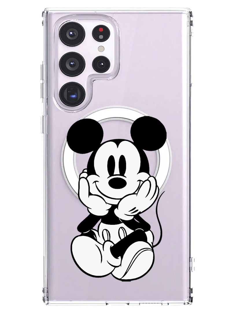 Theodor حافظة مغناطيسية لهاتف سامسونج جالكسي S23 ألترا 6.8 بوصة متوافقة مع شحن ماغسيف اللاسلكي، غطاء هاتف مضاد للصدمات مع ميكي جالس - Image 1