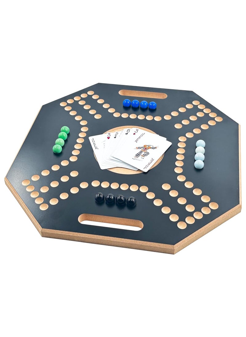 Numbered Jackaroo Wooden Board Game For 4 Players With 1 Deck Of Cards And 16 Marbles Fun And Exciting Family Board Game (45x45)  - Image 4