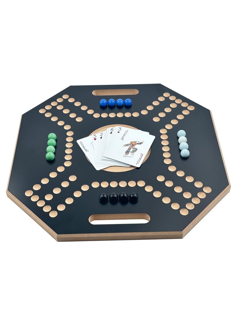 Numbered Jackaroo Wooden Board Game For 4 Players With 1 Deck Of Cards And 16 Marbles Fun And Exciting Family Board Game (45x45)  - Image 2