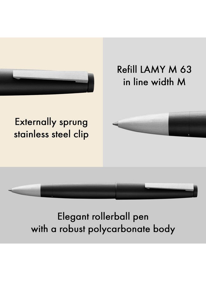 لامي قلم حبر جاف أنيق من لامي 2000 باللون الأسود، مصنوع من أسطوانة متينة من الألياف الزجاجية، متوازن تمامًا ومتوافق مع عرض القلم، عبوة إعادة تعبئة قلم حبر جاف MM 63 باللون الأسود - Image 2