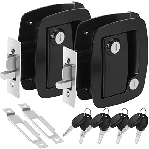WELLUCK RV Entry Door Lock with Paddle Deadbolt, 100% Metal Camper Door Latch Handle, Zinc Alloy RV Door Lock Replacement Kit Secure for Camper Horse Travel Trailer Cargo Hauler, Black,2 Packs - Image 1
