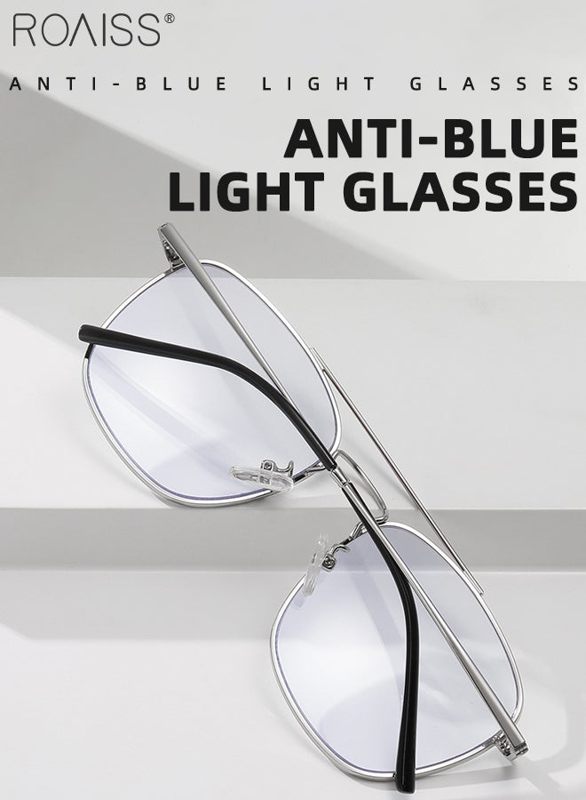 roaiss Blue Light Blocking Glasses Blue Light Filter Computer Reading Gaming TV Phones Square Eyeglasses Fashion Anti Eyestrain Headache Eyewear for Men Women Silver 54mm  - Image 4