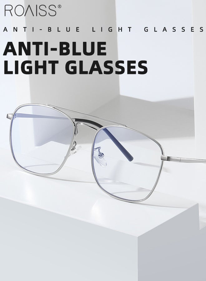 roaiss Blue Light Blocking Glasses Blue Light Filter Computer Reading Gaming TV Phones Square Eyeglasses Fashion Anti Eyestrain Headache Eyewear for Men Women Silver 54mm  - Image 3