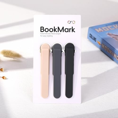 QiyuanLS 3Pcs Automatic Bookmark, Silicone Smart Book Marks for Reading Women, Men, Kids,Cute Unique Book Markers Bookmark Clip Reading Accessories Gifts for Book Lovers (1 Dark Grey+1 Light Grey+1 Beige) - Image 5