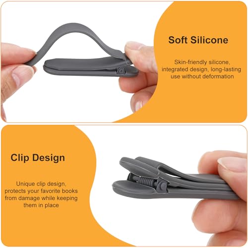 QiyuanLS 3Pcs Automatic Bookmark, Silicone Smart Book Marks for Reading Women, Men, Kids,Cute Unique Book Markers Bookmark Clip Reading Accessories Gifts for Book Lovers (1 Dark Grey+1 Light Grey+1 Beige) - Image 4