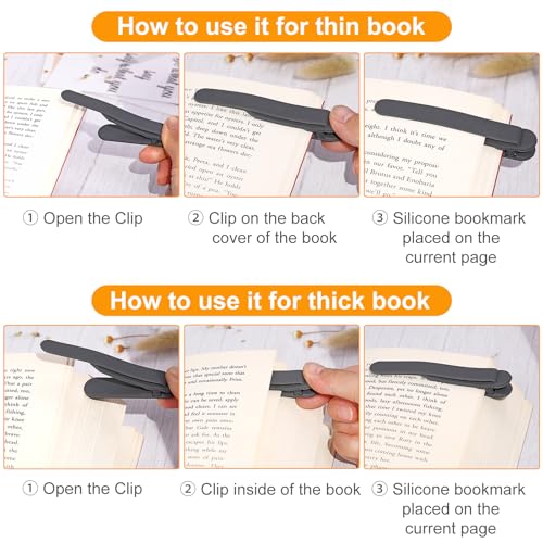 QiyuanLS 3Pcs Automatic Bookmark, Silicone Smart Book Marks for Reading Women, Men, Kids,Cute Unique Book Markers Bookmark Clip Reading Accessories Gifts for Book Lovers (1 Dark Grey+1 Light Grey+1 Beige) - Image 3