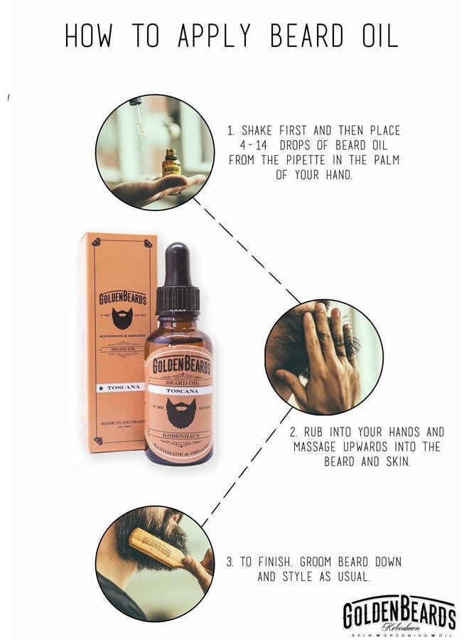 GOLDEN BEARDS Organic Beard Oil, Toscana, 30 ml - Image 4