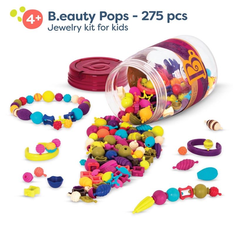 B. toys â€“ Pop Arty! 275 Pieces â€“ Jewlery Making Kit â€“ Creative Pop Snap Bead Set for Kids â€“ DIY Craft Jewelry Making Kit â€“ Necklaces, Rings, Bracelets â€“ 4+ Years - Image 3