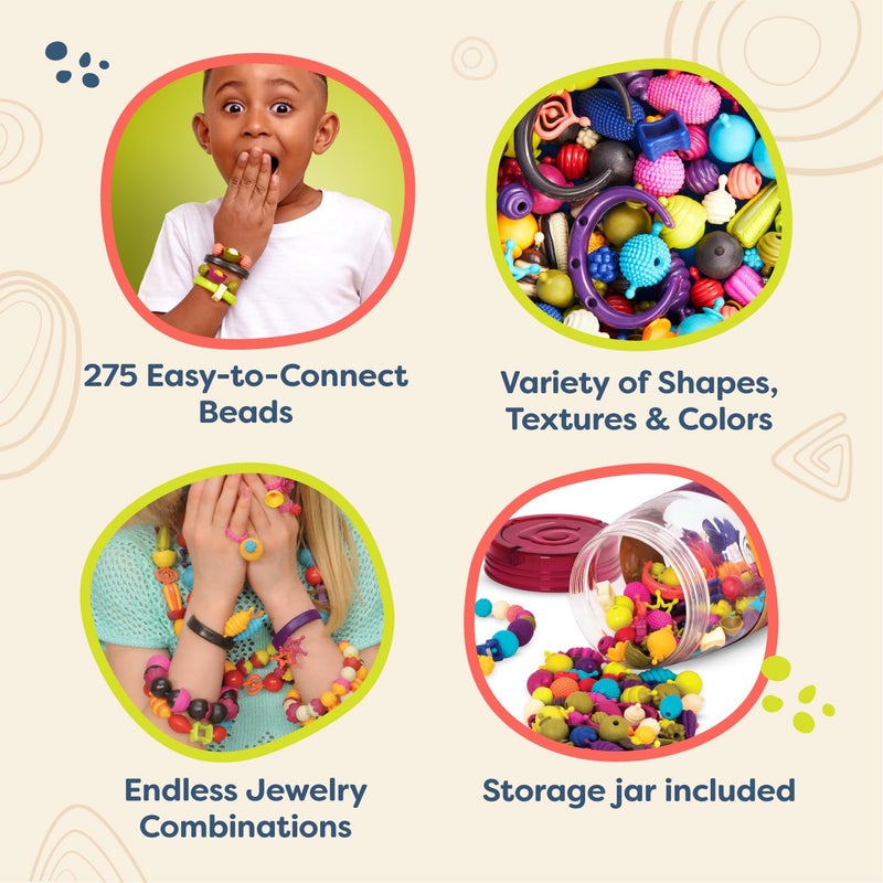 B. toys â€“ Pop Arty! 275 Pieces â€“ Jewlery Making Kit â€“ Creative Pop Snap Bead Set for Kids â€“ DIY Craft Jewelry Making Kit â€“ Necklaces, Rings, Bracelets â€“ 4+ Years - Image 5