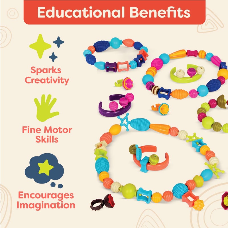 B. toys â€“ Pop Arty! 275 Pieces â€“ Jewlery Making Kit â€“ Creative Pop Snap Bead Set for Kids â€“ DIY Craft Jewelry Making Kit â€“ Necklaces, Rings, Bracelets â€“ 4+ Years - Image 4