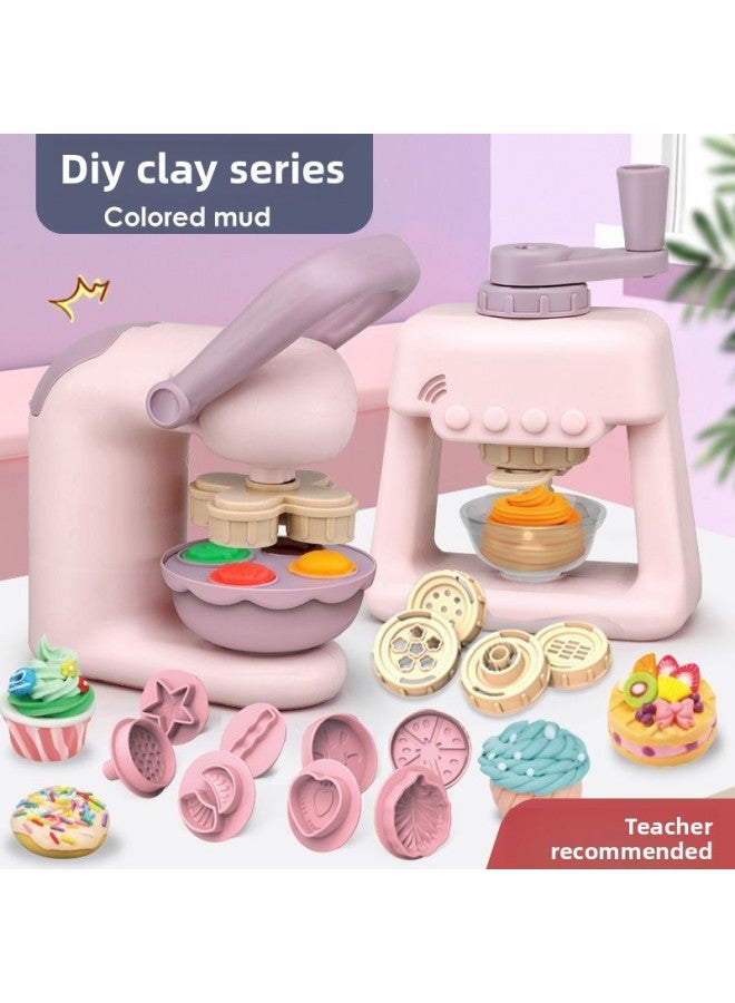 Ll Color Mud Clay Handmade Plasticine Mold Suit Children's Toy Ice Cream Noodle Press Machine Kindergarten Men And Women-Colour:Noodle Ice Cream Ice Cream Burger Maker + 12 Bottles Of Puree☆☆