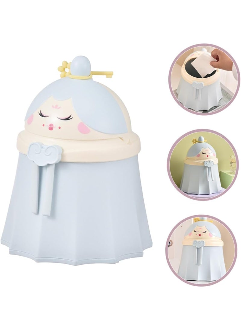 Brikipth Brikipth 1pc Cute Mini Desktop Trash Can with Lid Small Table Paper Waste Bin Home Office Desk Organizer Adorable Animal Design with Other Plastic Material for Office Use  - Image 3