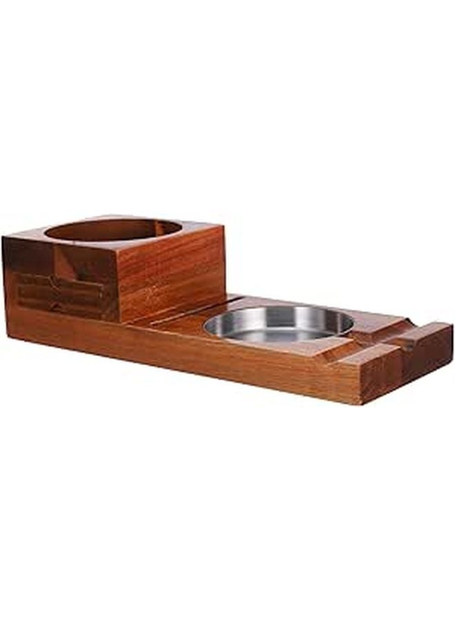 Rustic Wood Cigar Ashtray With Drawer And Whiskey Glass Holder For Home Bar - Image 1