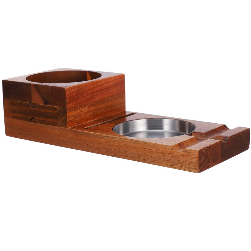 Rustic Wood Cigar Ashtray With Drawer And Whiskey Glass Holder For Home Bar - Image 2